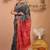 black & red zari work, dabu embroidery cotton silk blend bhagalpuri ethnic saree with unstitched blouse
