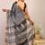 black & white zari work cotton silk blend bhagalpuri ethnic saree with unstitched blouse