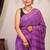 purple sequence cotton silk blend bhagalpuri ethnic saree with unstitched blouse