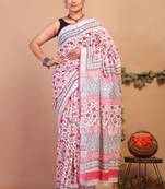 multicolor zari work cotton linen bhagalpuri ethnic saree with unstitched blouse