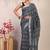 gray zari work cotton linen bhagalpuri ethnic saree with unstitched blouse