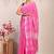 pink zari work cotton linen bhagalpuri ethnic saree with unstitched blouse