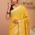yellow zari work cotton linen bhagalpuri ethnic saree with unstitched blouse