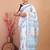 white:blue zari work cotton linen bhagalpuri ethnic saree with unstitched blouse