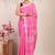 pink zari work cotton linen bhagalpuri ethnic saree with unstitched blouse