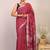 maroon zari work cotton linen bhagalpuri ethnic saree with unstitched blouse