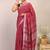 maroon zari work cotton linen bhagalpuri ethnic saree with unstitched blouse