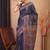 navy blue zari work, dabu embroidery cotton silk blend bhagalpuri ethnic saree with unstitched blouse