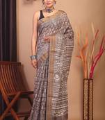 brown zari work cotton silk blend bhagalpuri ethnic saree with unstitched blouse