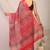 red zari work, dabu embroidery cotton silk blend bhagalpuri ethnic saree with unstitched blouse