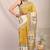 olive green & Yellow zari work cotton silk blend bhagalpuri ethnic saree with unstitched blouse