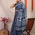 indigo blue zari work cotton silk blend bhagalpuri ethnic saree with unstitched blouse