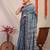 blue zari work cotton silk blend bhagalpuri ethnic saree with unstitched blouse