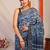 indigo blue zari work cotton silk blend bhagalpuri ethnic saree with unstitched blouse