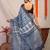 indigo blue zari work cotton silk blend bhagalpuri ethnic saree with unstitched blouse
