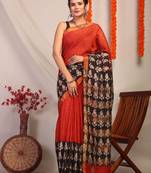 red & black zari work cotton silk blend bhagalpuri ethnic saree with unstitched blouse