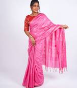 pink zari work, sequence cotton silk blend bhagalpuri ethnic saree with unstitched blouse