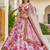  light pink floral printed silk festival lehenga set choli with dupatta