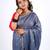 grey zari work, sequence cotton silk blend bhagalpuri ethnic saree with unstitched blouse