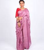 dull pink zari work, sequence cotton silk blend bhagalpuri ethnic saree with unstitched blouse