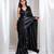 Moonlit muse black cutdana border satin embroidered saree with stitched sequin blouse