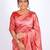 salmon pink zari work, sequence cotton silk blend bhagalpuri ethnic saree with unstitched blouse
