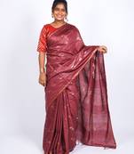 maroon zari work, sequence cotton silk blend bhagalpuri ethnic saree with unstitched blouse