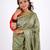 green zari work, sequence cotton silk blend bhagalpuri ethnic saree with unstitched blouse