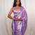 Lavender cutdana border satin embroidered saree with stitched blouse