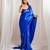 Oceanic opulence royal blue cutdana border satin embroidered saree with stitched sequin blouse
