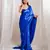 Oceanic opulence royal blue cutdana border satin embroidered saree with stitched sequin blouse