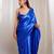 Oceanic opulence royal blue cutdana border satin embroidered saree with stitched sequin blouse