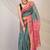 teal & pink zari work kota doria kota doria ethnic saree with unstitched blouse