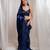 Midnight muse navy blue cutdana border satin embroidered saree with stitched sequin blouse