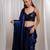 Midnight muse navy blue cutdana border satin embroidered saree with stitched sequin blouse