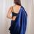 Midnight muse navy blue cutdana border satin embroidered saree with stitched sequin blouse