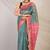 teal & pink zari work kota doria kota doria ethnic saree with unstitched blouse