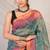 teal & pink zari work kota doria kota doria ethnic saree with unstitched blouse