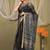 black & grey zari work kota doria kota doria ethnic saree with unstitched blouse