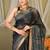 black & grey zari work kota doria kota doria ethnic saree with unstitched blouse