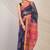 navy & pink zari work kota doria kota doria ethnic saree with unstitched blouse