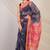 navy & pink zari work kota doria kota doria ethnic saree with unstitched blouse