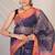 navy & pink zari work kota doria kota doria ethnic saree with unstitched blouse