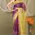 purple & green zari work kota doria kota doria ethnic saree with unstitched blouse