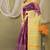 purple & green zari work kota doria kota doria ethnic saree with unstitched blouse