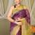 purple & green zari work kota doria kota doria ethnic saree with unstitched blouse