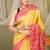 yellow & red zari work cotton silk blend bhagalpuri ethnic saree with unstitched blouse