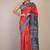 red & blue zari work cotton silk blend bhagalpuri ethnic saree with unstitched blouse
