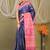 navy & pink zari work cotton silk blend bhagalpuri ethnic saree with unstitched blouse