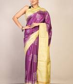 purple & green zari work cotton silk blend bhagalpuri ethnic saree with unstitched blouse